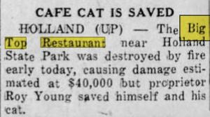 Big Top Restaurant - Aug 1950 Cat Is Saved (newer photo)